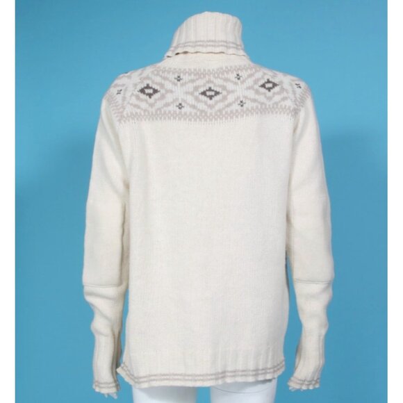 DEVOLD Ona Round Cream Fair Isle Turtle Neck Wool Knit Ski Sweater sz L /958 - Picture 4 of 7